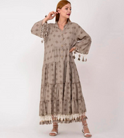 Women's casual dress with embroidered sleeves and ethnic style