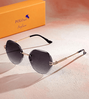 Polo Women's Black Crystal Round Sunglasses