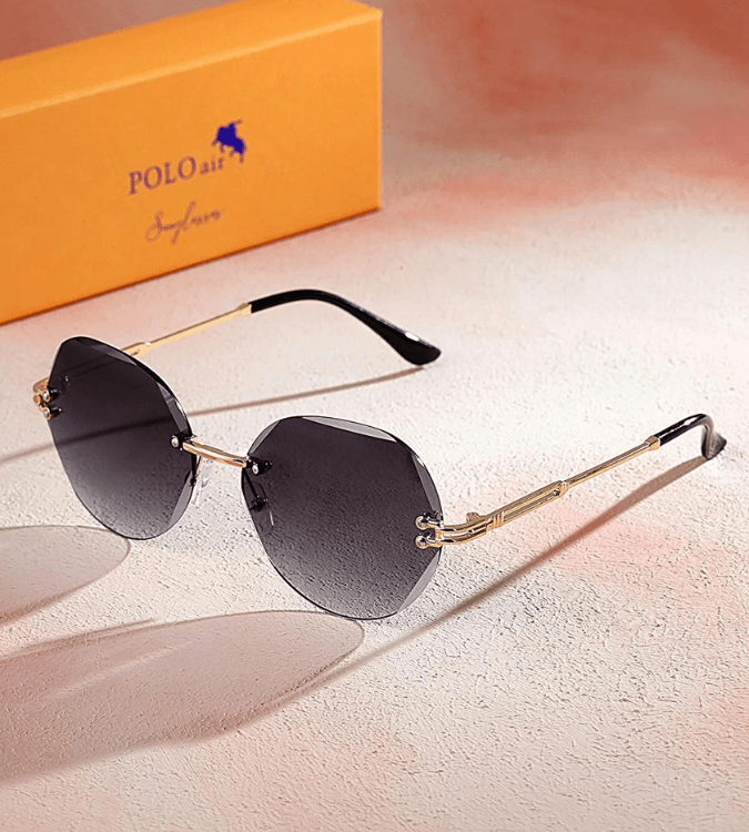 Polo Women's Black Crystal Round Sunglasses