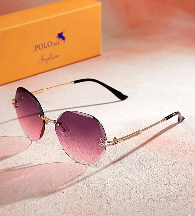 Polo Air Crystal Round Sunglasses for Women, Pink