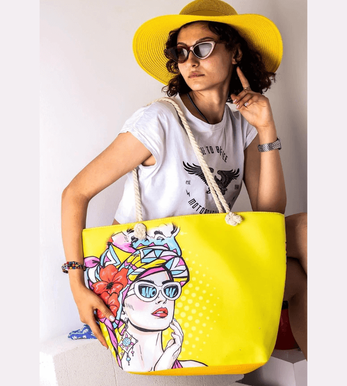 Women's yellow beach bag