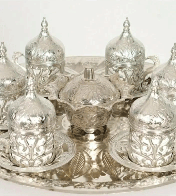 A set of Turkish coffee cups in Ottoman style for 6 people