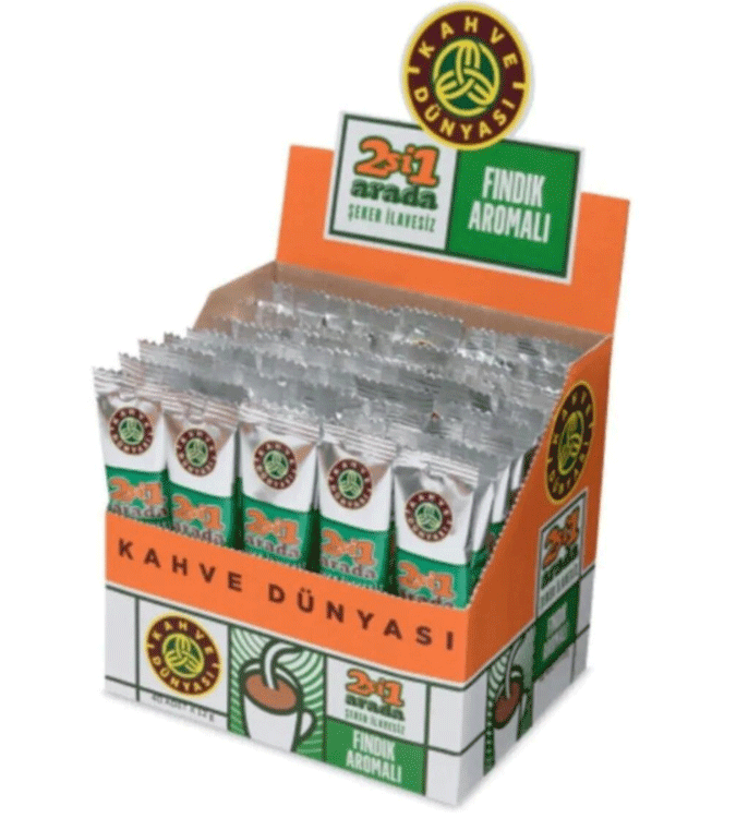 Dunyasi coffee with hazelnuts 2 in 1, without sugar, 40 sachets