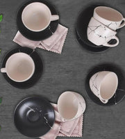 Ceramica marble tea cup set for 6 people
