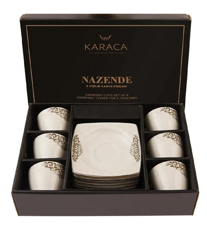 Karaca Nazende Turkish coffee cups set 80 ml for 6 people