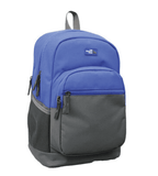 Blue and gray 3 zipper backpack