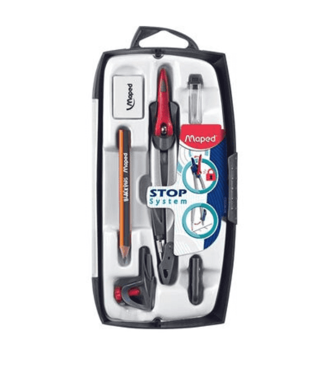 7-piece compass set with stop system