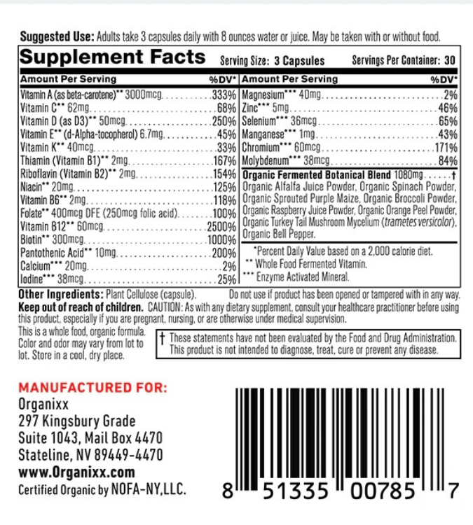 Organix Multivitamins &amp; Minerals 90 Capsules