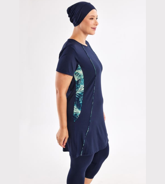 بوركيني محتشم بأكمام قصيرة – تصميم عملي ومقاسات كبيرة