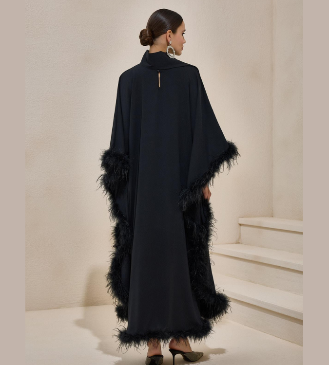 Luxury Diva Kaftan with Feather Details
