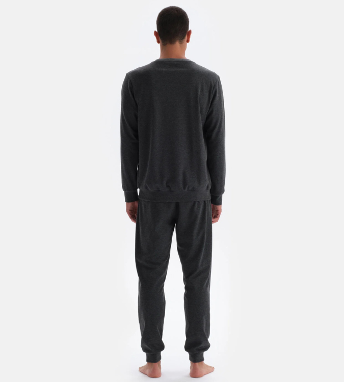 Men's Long Sleeve Pajamas in Dark Grey