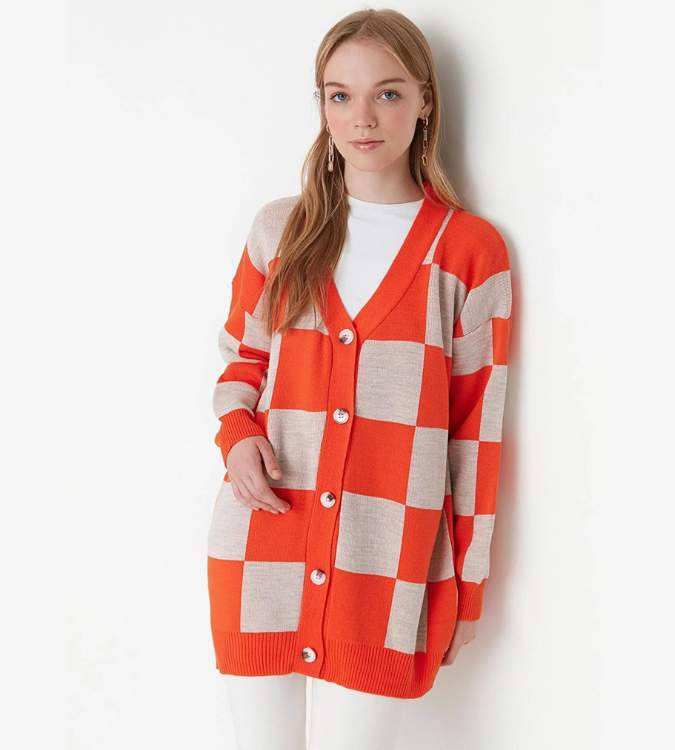 Orange check jacket from Tester Fashion