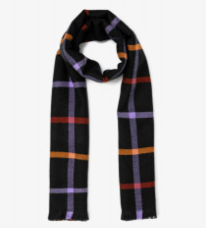 Coton Women's Black Check Scarf