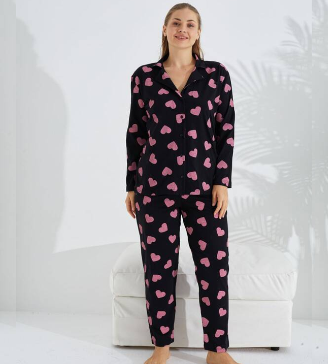 Cotton button-up pajamas - large sizes