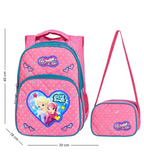 School backpack with lunch box in pink