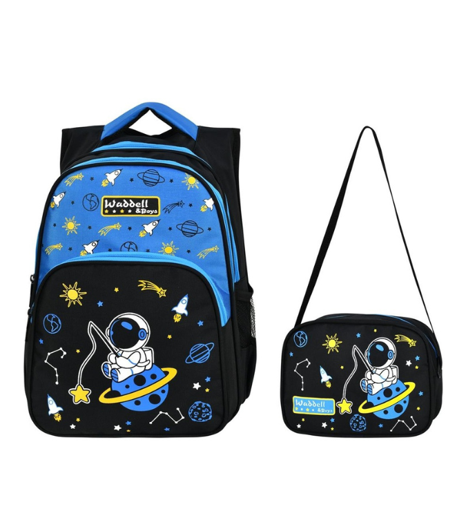 Astronaut Pattern Primary School Backpack with Lunch Box