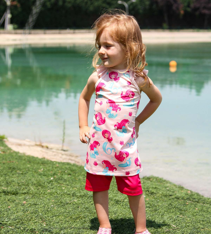 Mermaid-print girls' swimsuit