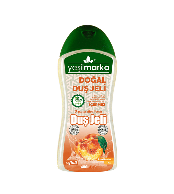 Natural shower gel with peach scent from Yeshil brand