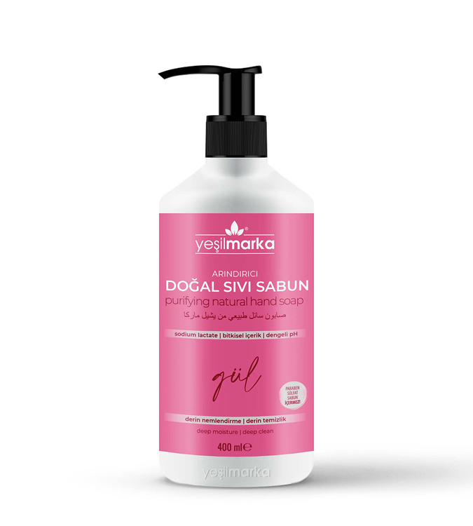 Natural purifying liquid soap with rose scent from Yesil brand - 400 ml