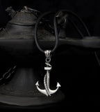 Men's 925 silver anchor pendant necklace