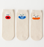 Funny Faces Print Baby Socks Set (3 Pairs) - Comfortable and Colorful