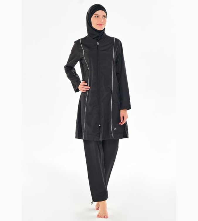 بوركيني بتصميم محتشم وأكمام طويلة – خفيف، أنيق ومناسب للسباحة