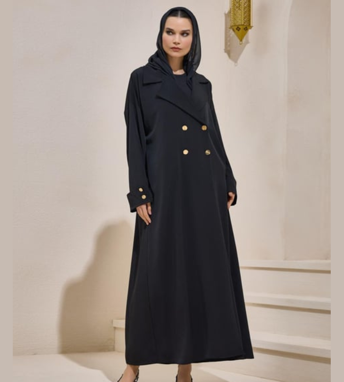 Crepe trench abaya