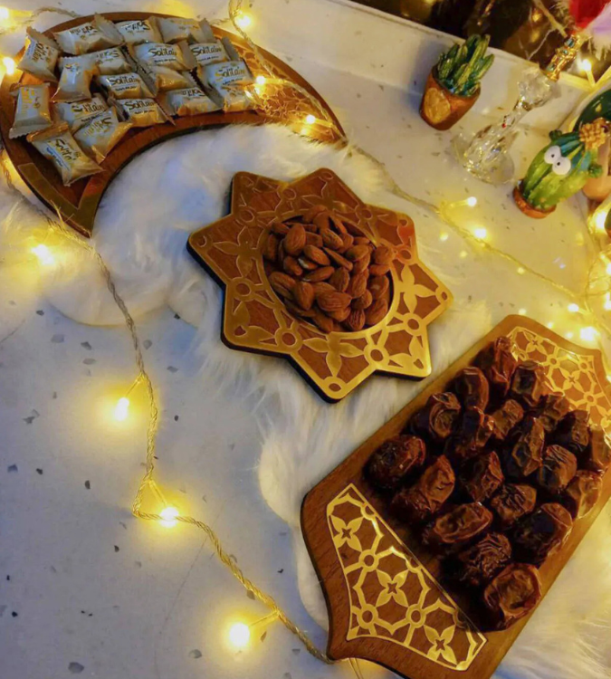 Ramadan Design Wooden Plate Set - 3 Pieces