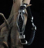 سوار للرجال من الجلد والفضة عيار 925