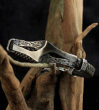 925 silver leather bracelet for men with decorative design