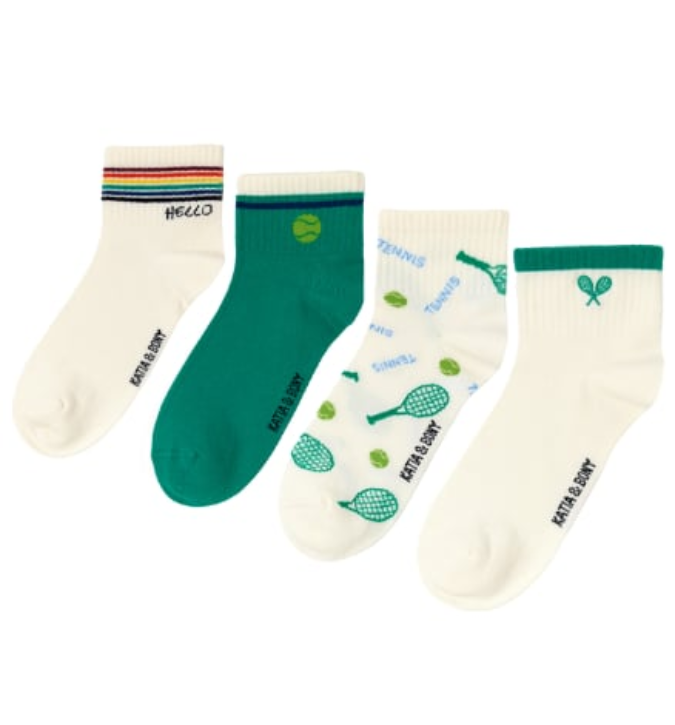 طقم جوارب رجالية (4 أزواج) بتصميم التنس – رياضي، أنيق، ومريح