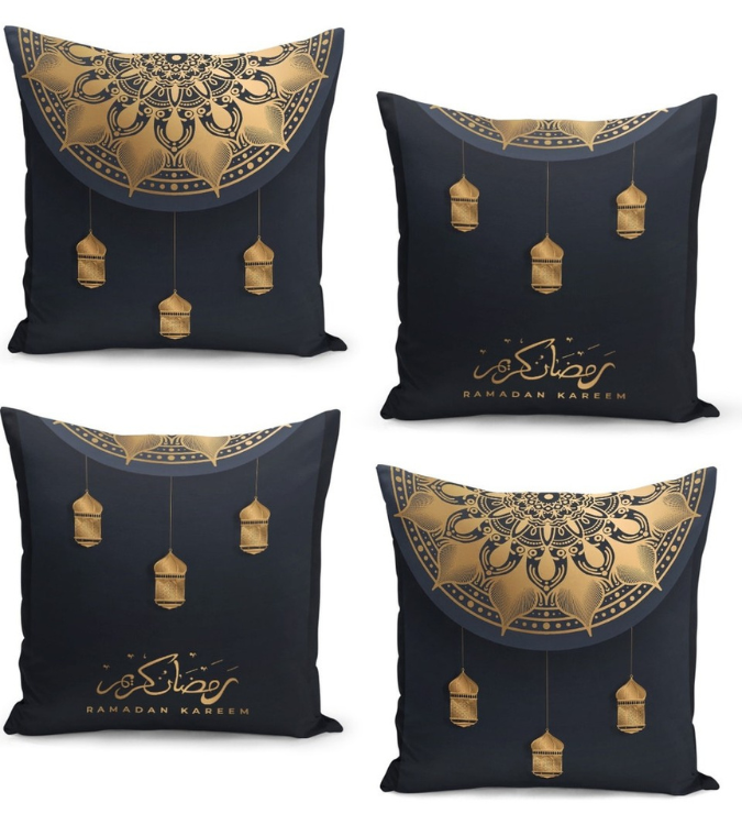 Set of 4 Ramadan Pillowcases with Special Design - Double Digital Printing