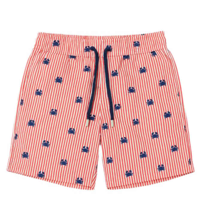 شورت سباحة رجالي بطبعة سلطعون – قماش سريع الجفاف بلون مرجاني