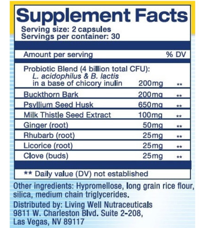 Natural Cleanse Colon &amp; Intestine Supplement 60 Capsules