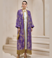 Luxury designed purple brocade abaya with belt