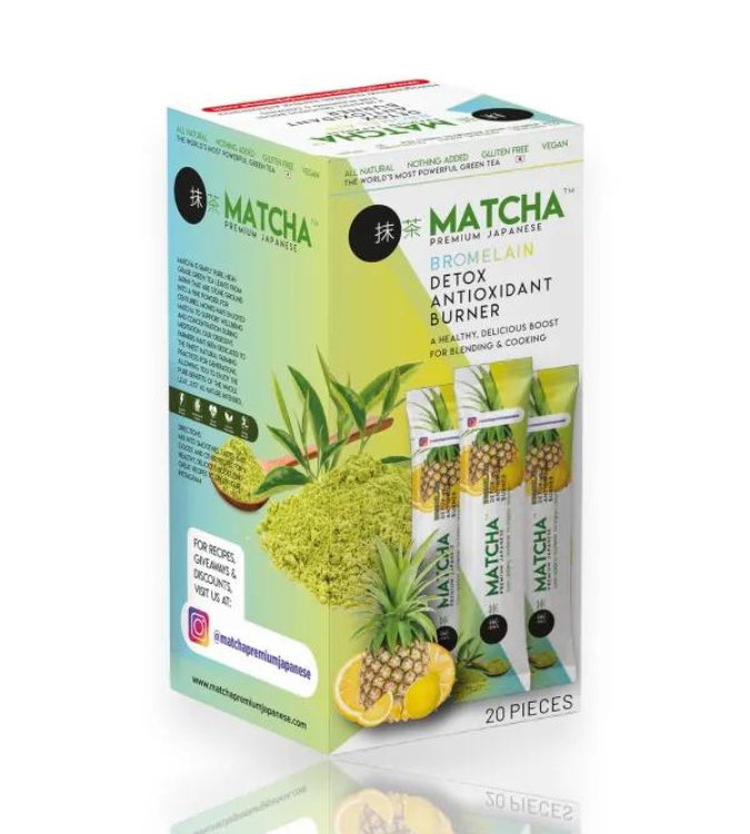 Premium Japanese matcha and bromelain lemon tea