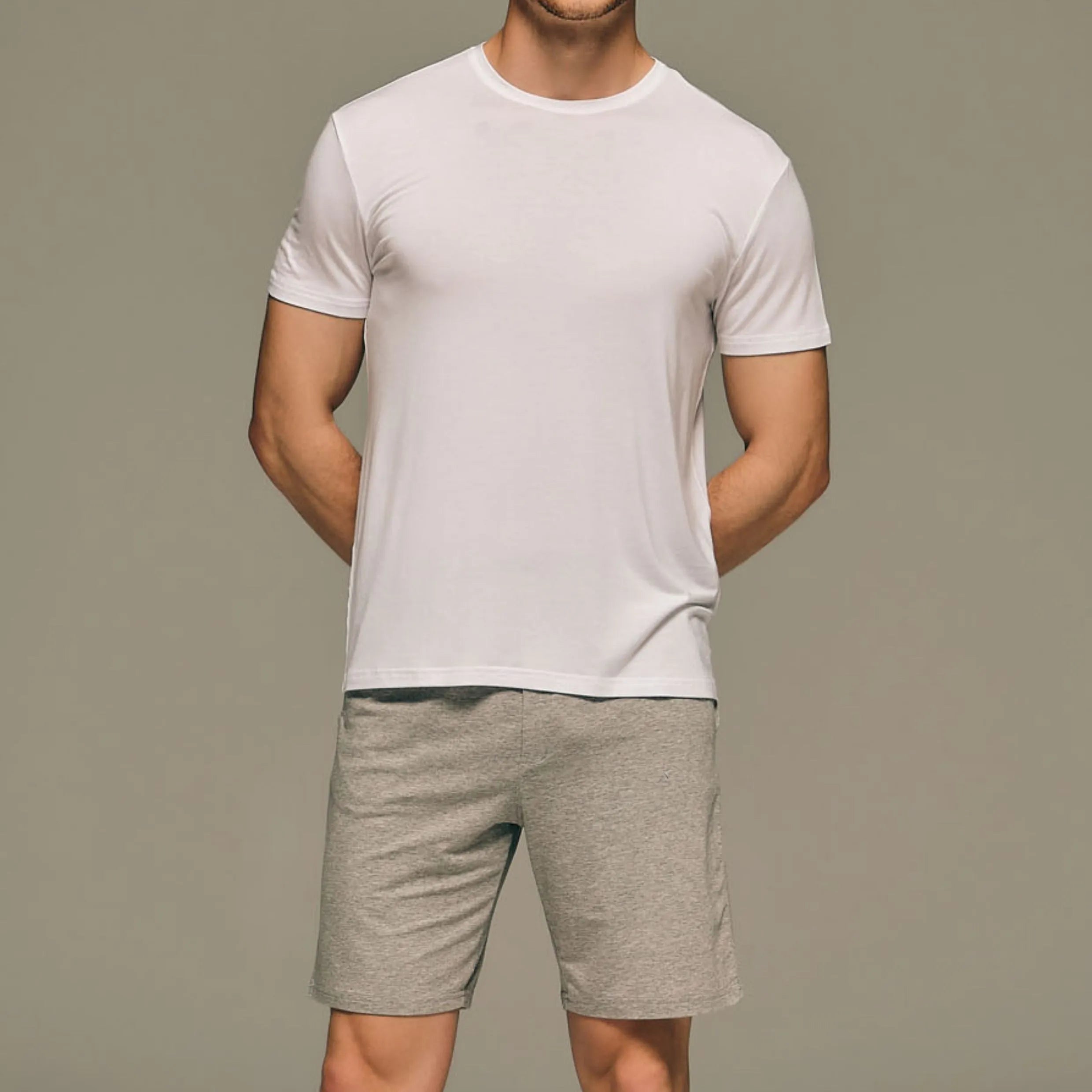تيشيرت رجالي بياقة دائرية كم قصير من مودال
