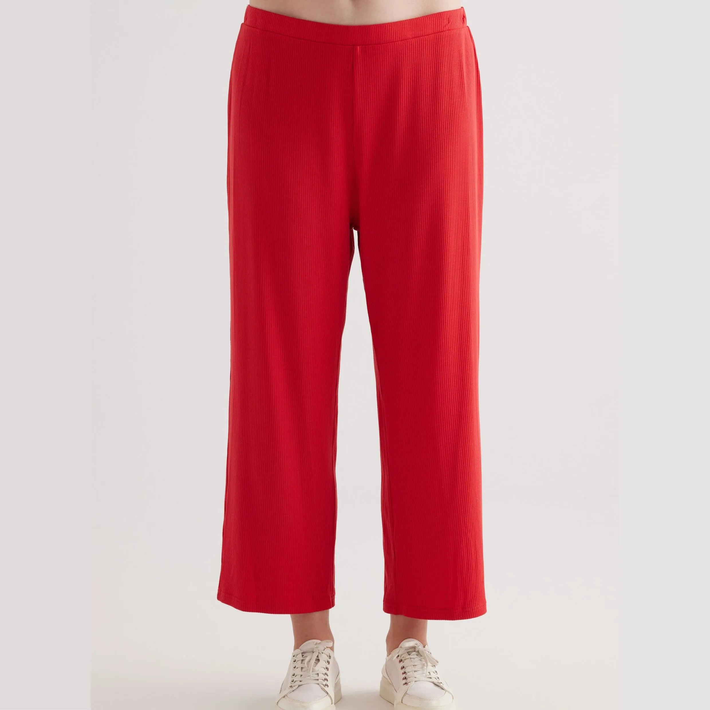 بنطال نسائي واسع بلس سايز - قماش مودال مضلع