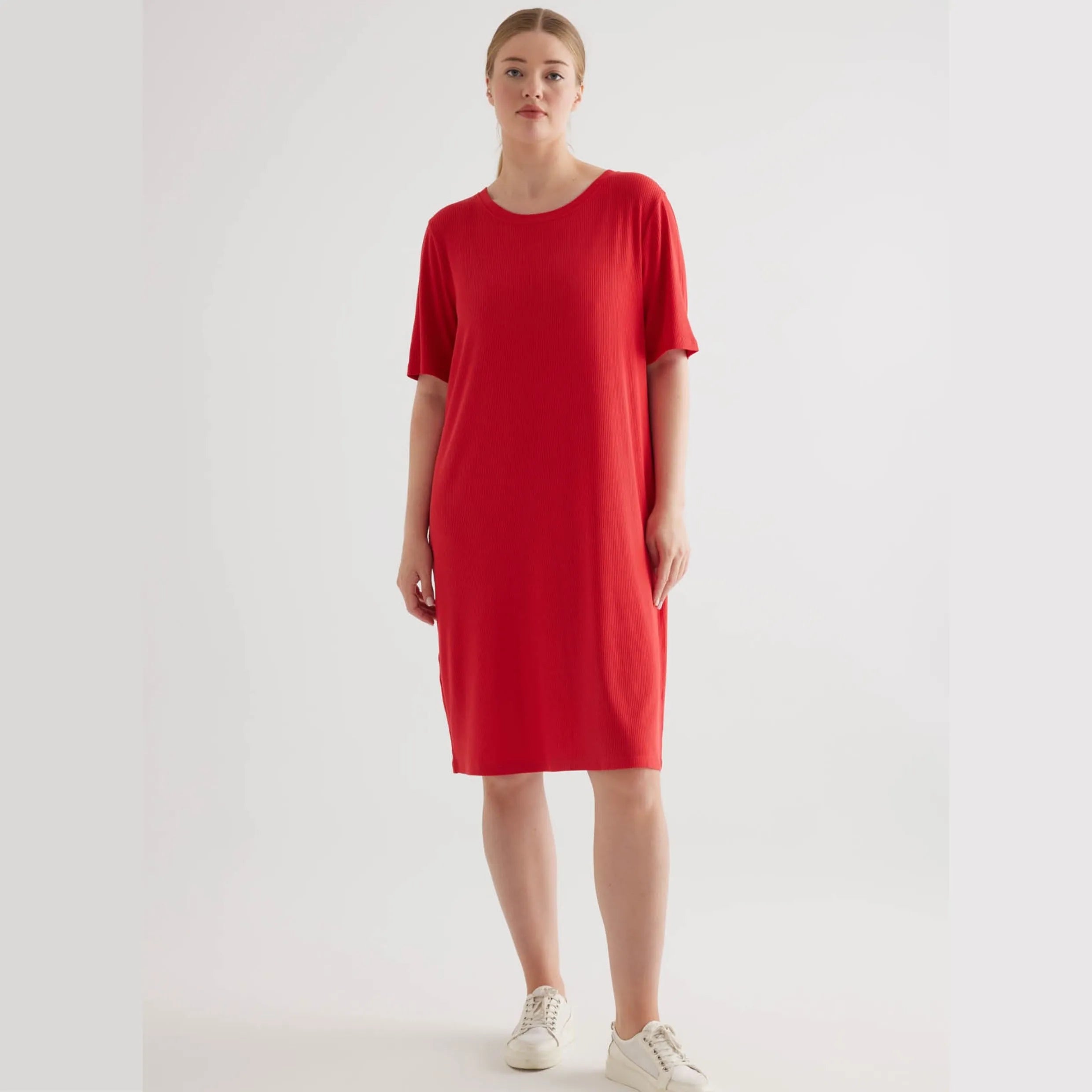 فستان نسائي بلس سايز بدون أكمام من قماش مودال كشكير