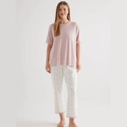 Women's Plus Size Short Sleeve Pajama Set - Pink