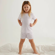 طقم شورت قطني بياقة مستديرة للبنات