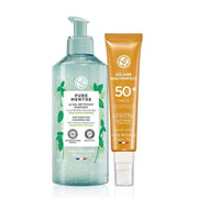 مجموعة العناية بالبشرة الدهنية والمختلطة: غسول وجه وجل واقي شمس SPF 50+