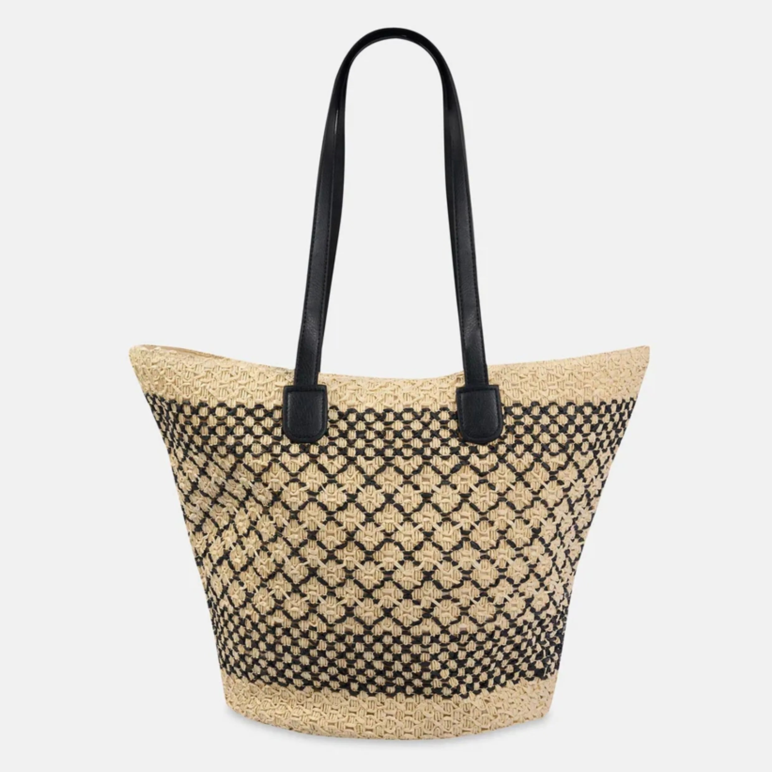 Women's Plaid Straw Beach Bag