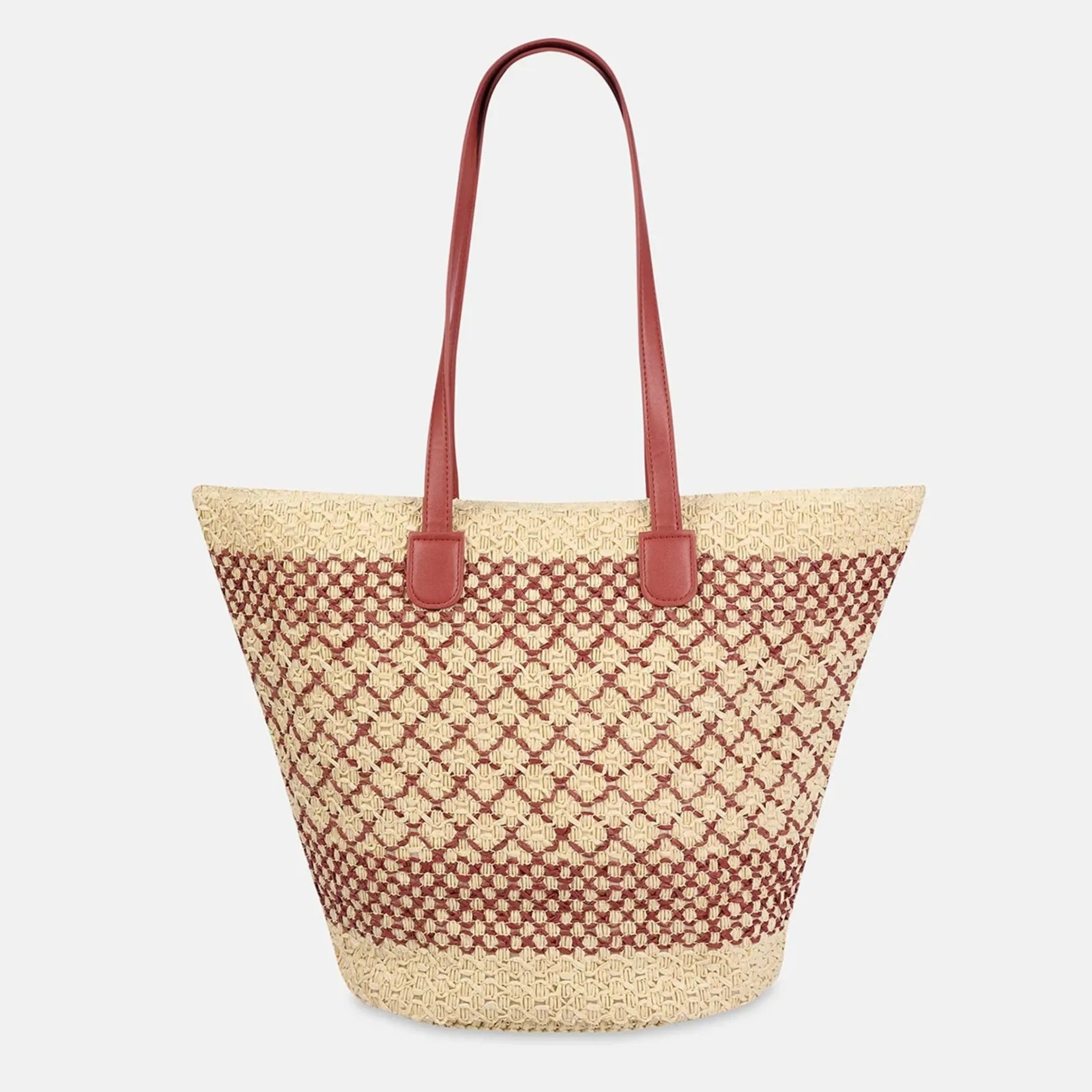 Women's Plaid Straw Beach Bag