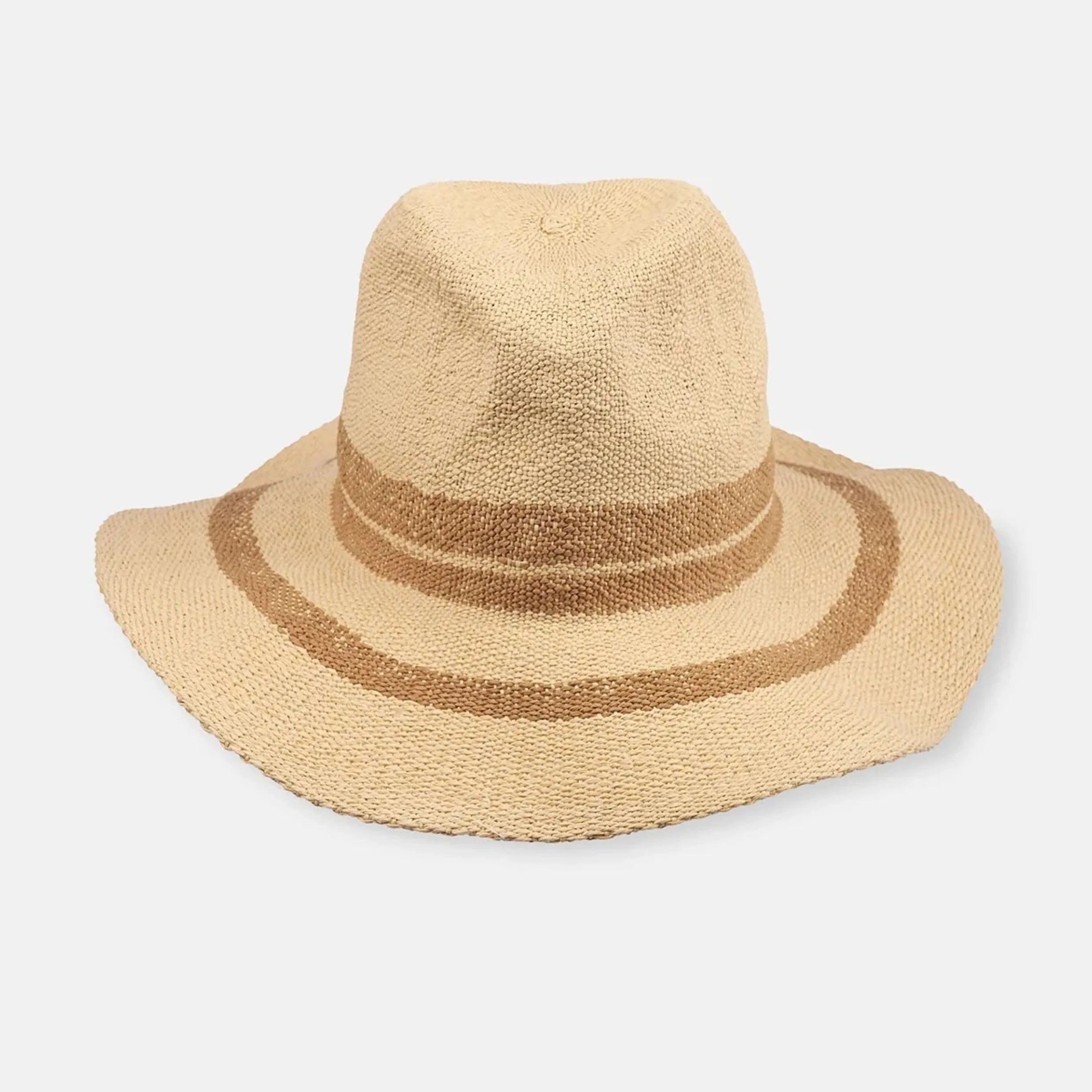 Women's Straw Hat - Ecru Stripe Design