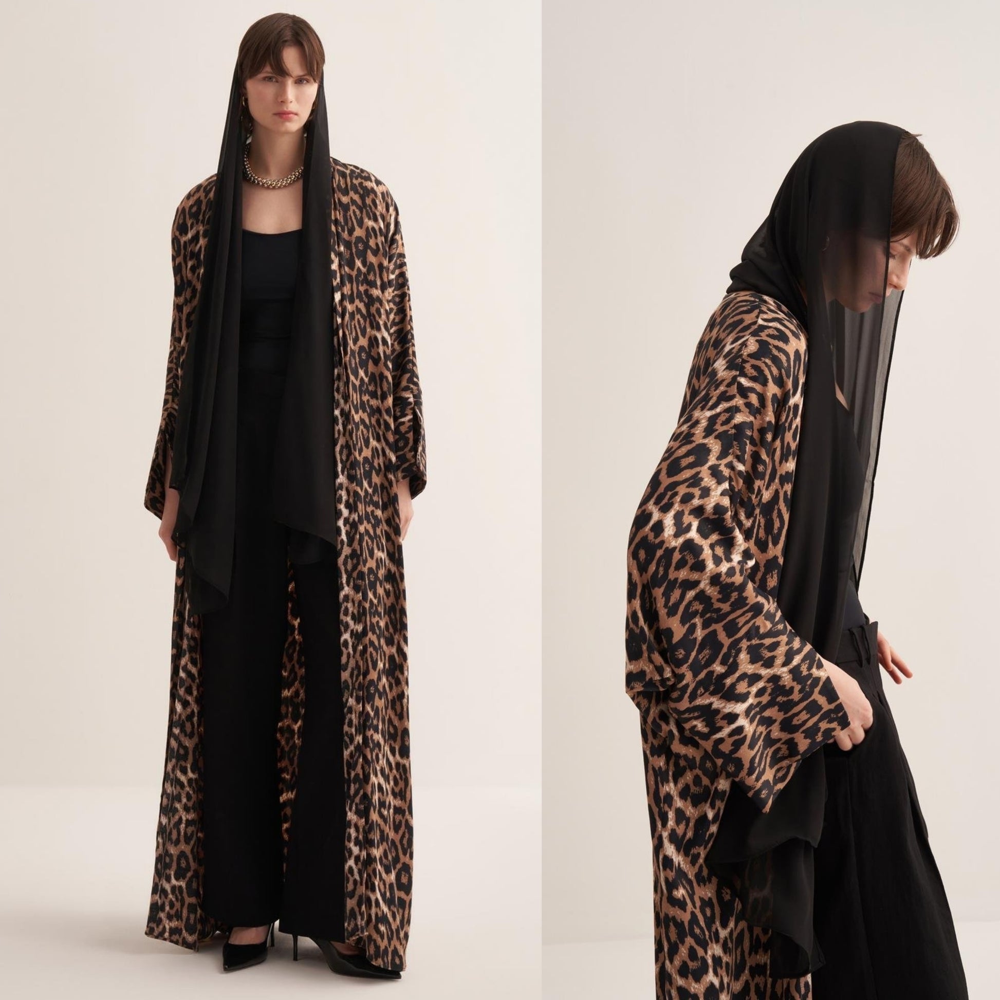 عباية مع وشاح بنقشات عصرية – أناقة متكاملة بإطلالة واحدة alsheikhabaya