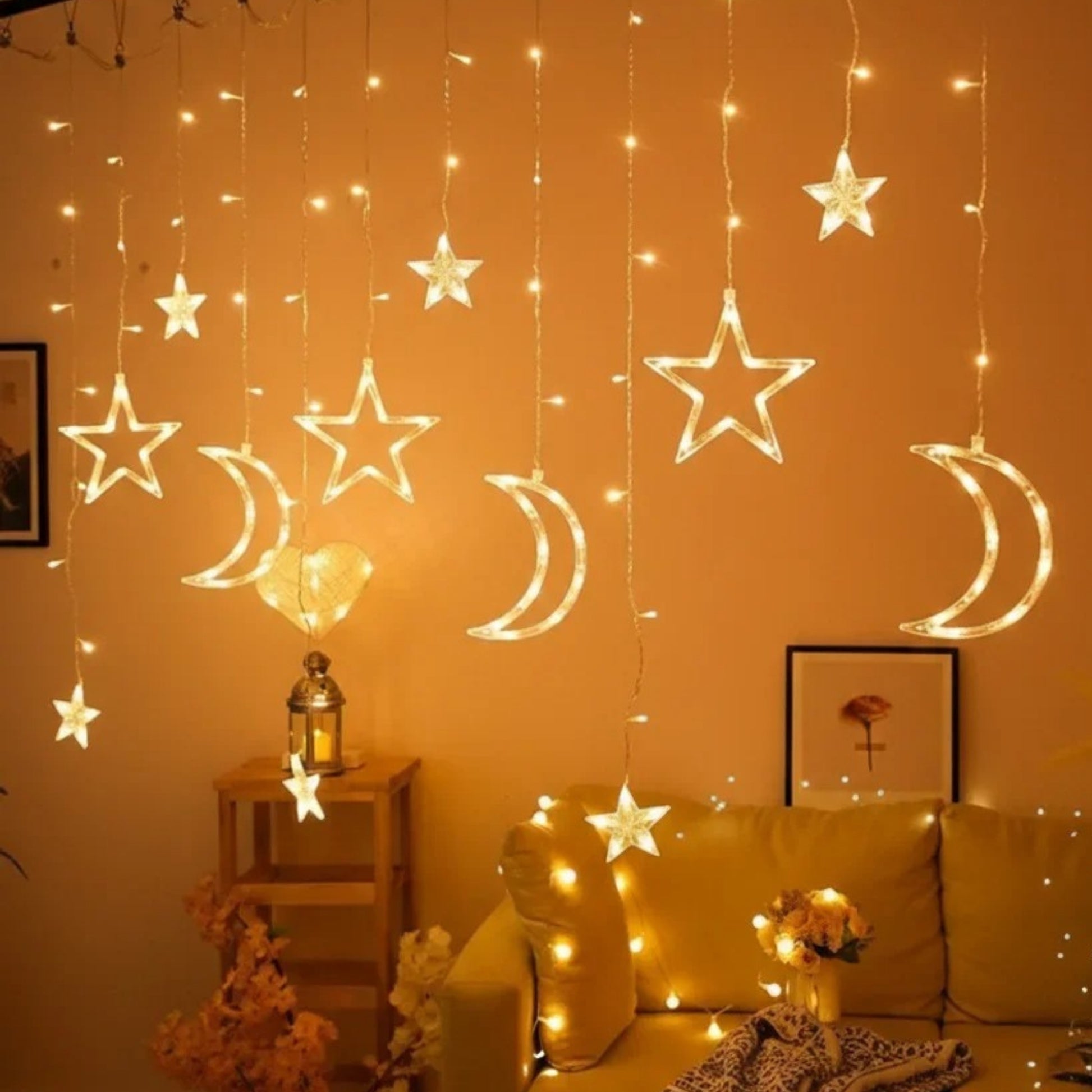 ستارة إضاءة LED ديكورية بتصميم الهلال والنجمة ihvan