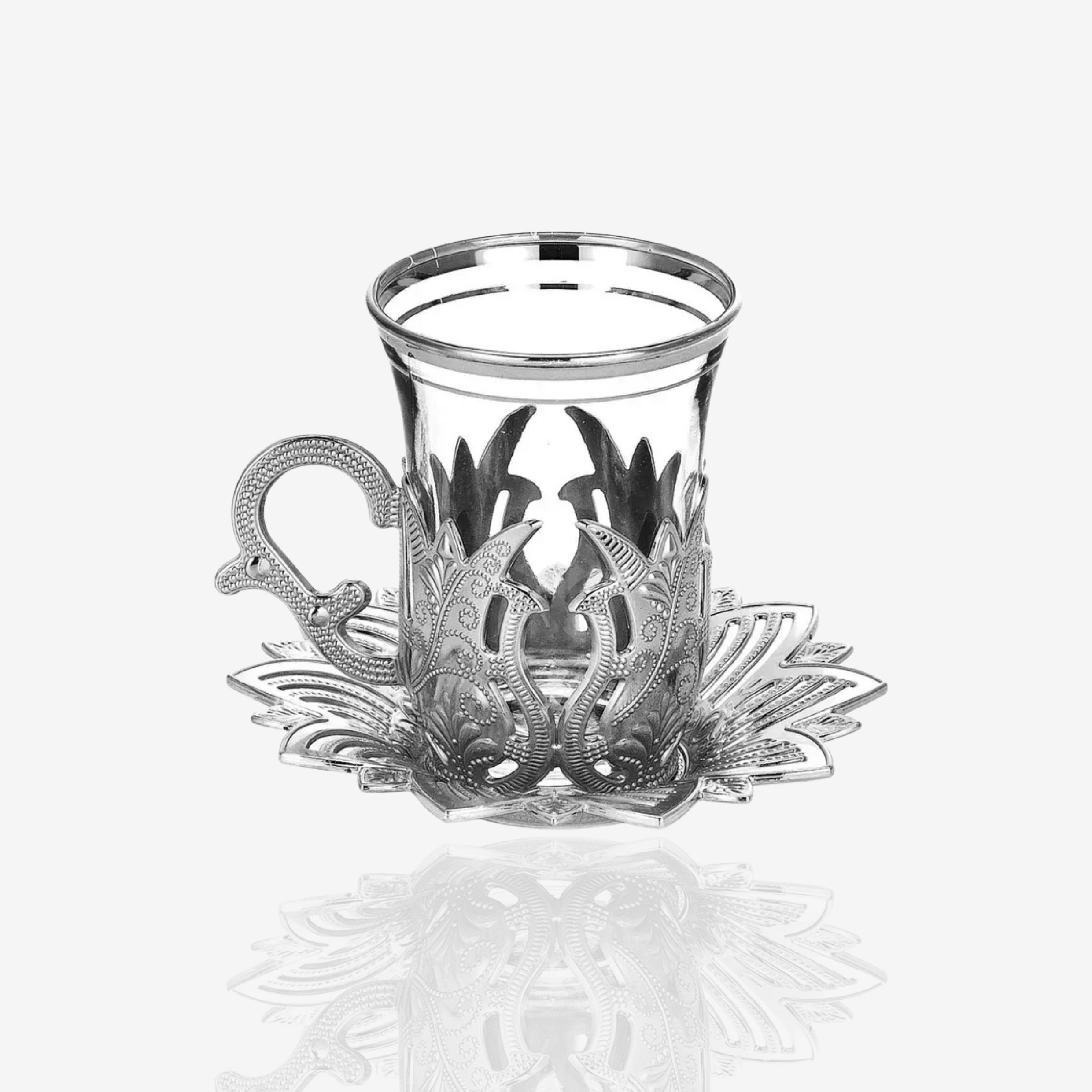 طقم شاي فضّي فاخر 6 قطع من ihvan