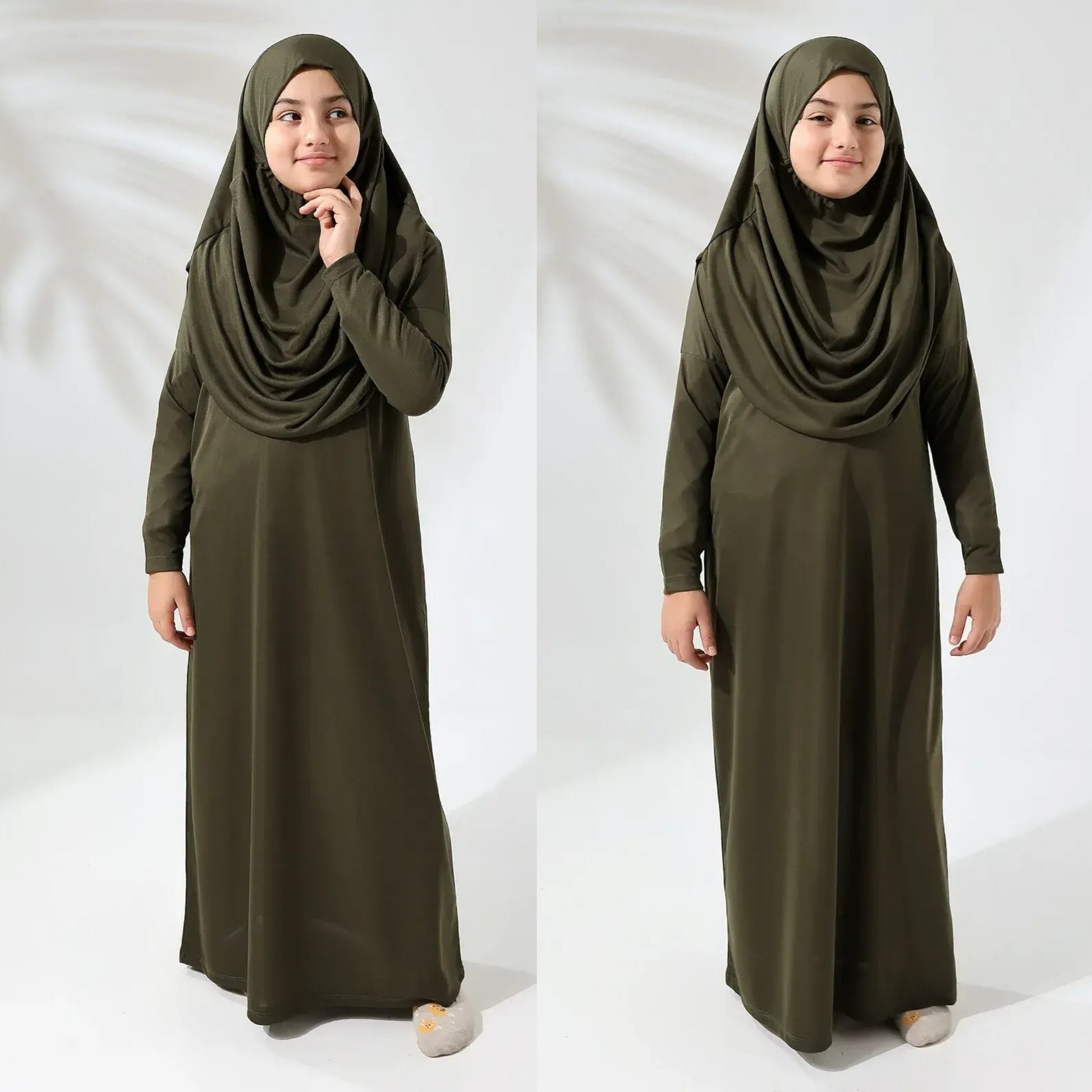 لباس صلاة للأطفال بقطعة واحدة مع غطاء رأس ihvan