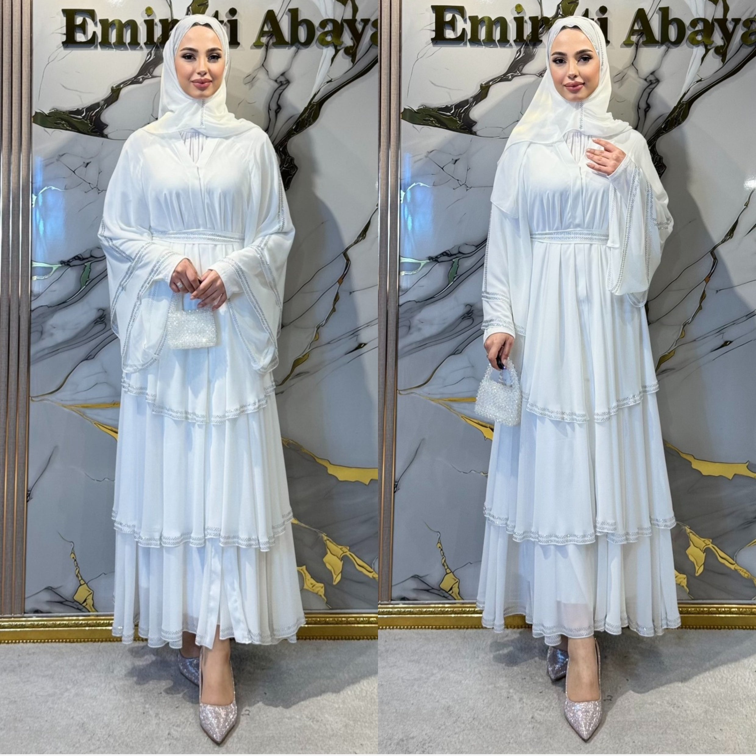 عباية كورية فاخرة مرصعة بكريستالات سواروفسكي emiratiabaya